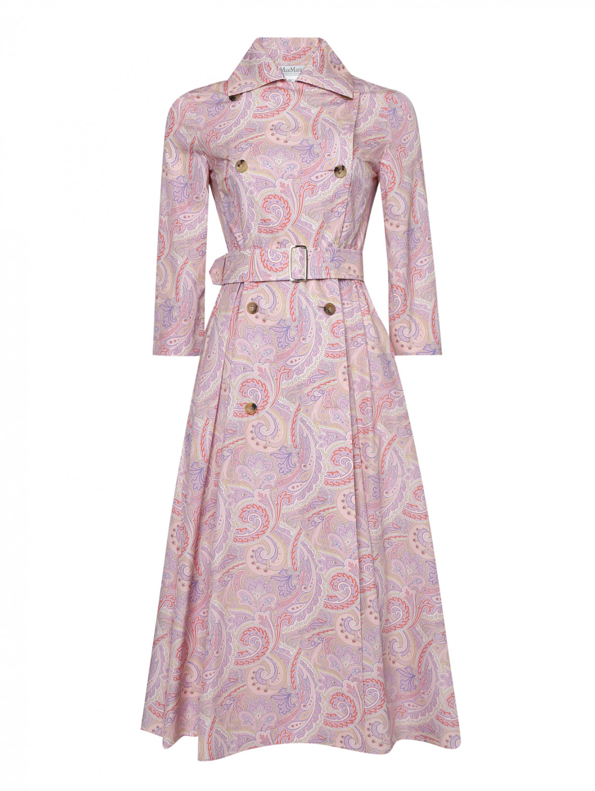 Платье с узором из хлопка Max Mara  –  Общий вид  – Цвет:  Розовый