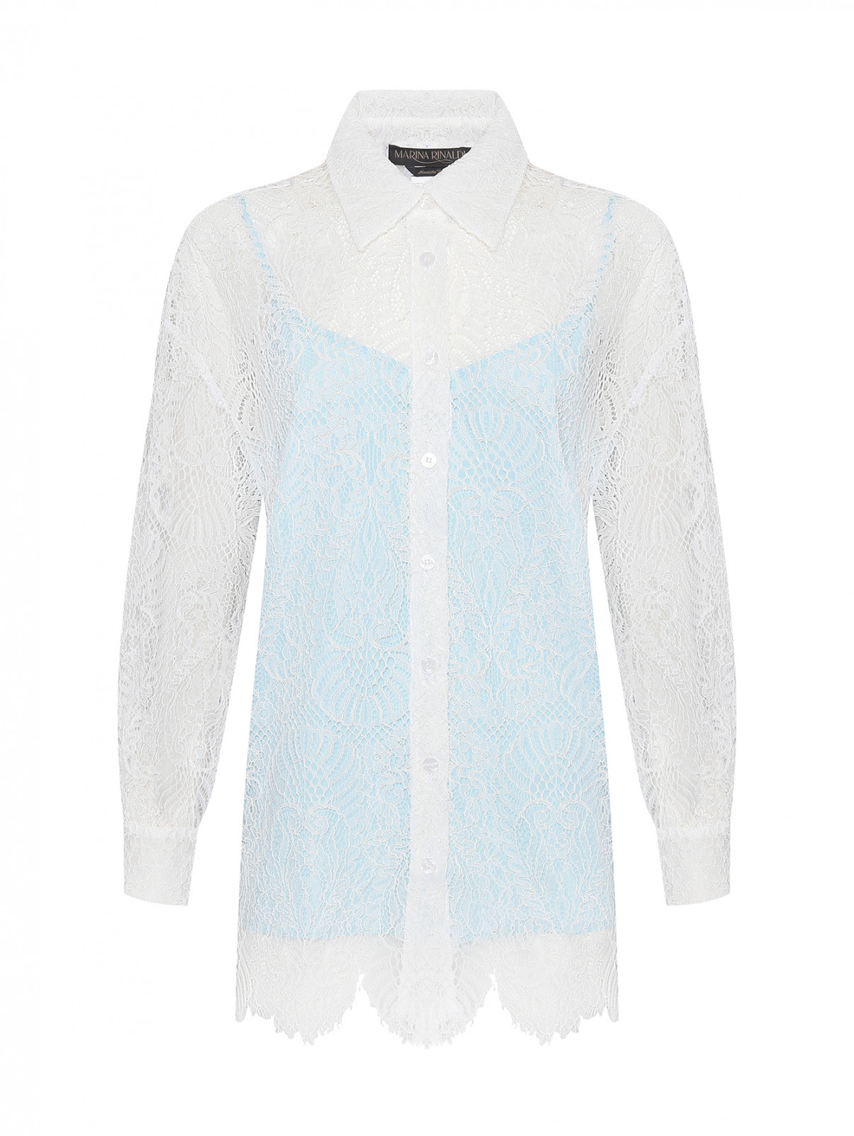 Блуза из кружева Marina Rinaldi  –  Общий вид  – Цвет:  Белый