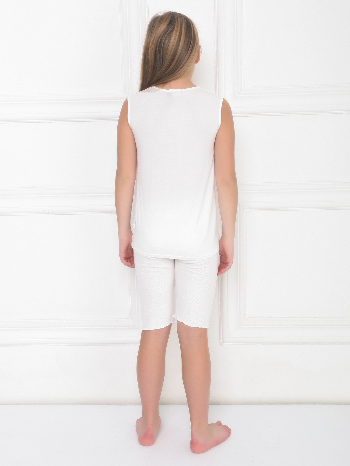 Пижама хлопковая с декором плиссэ La Perla  –  МодельВерхНиз1  – Цвет:  Белый