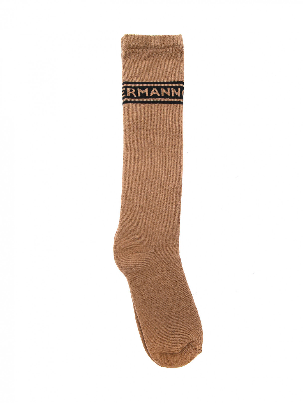 Носки из хлопка с логотипом Ermanno Firenze  –  Общий вид  – Цвет:  Бежевый