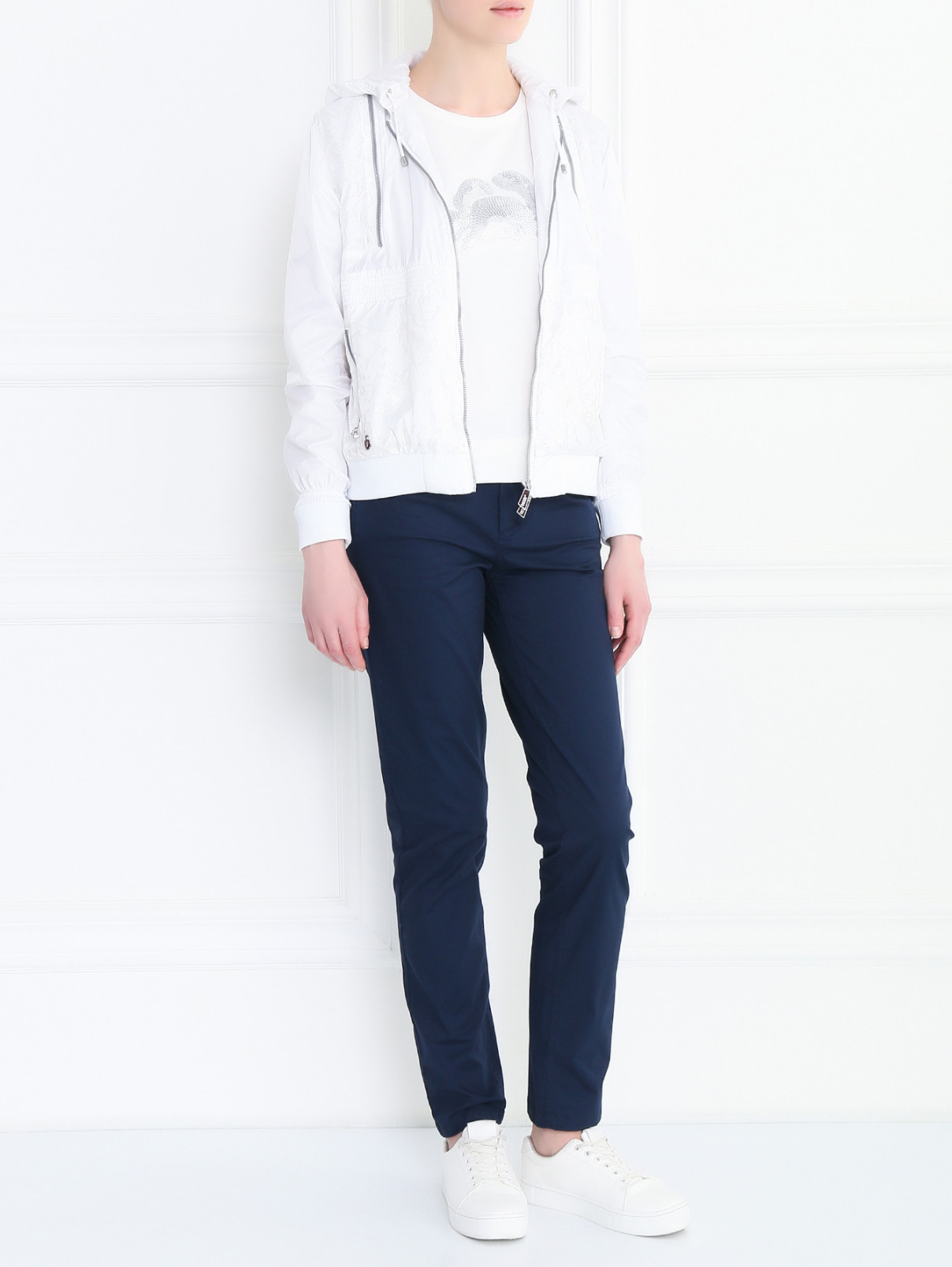 Легкая куртка на молнии с узором BOSCO  –  Модель Общий вид  – Цвет:  Белый