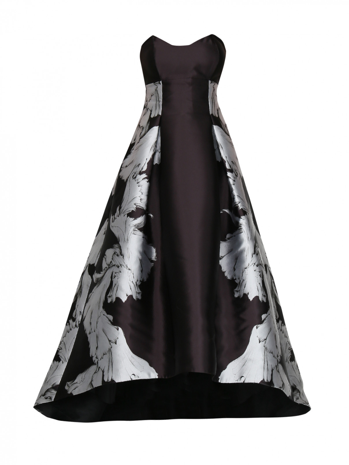 Платье макси  c цветочным узором Yolan Cris  –  Общий вид  – Цвет:  Черный