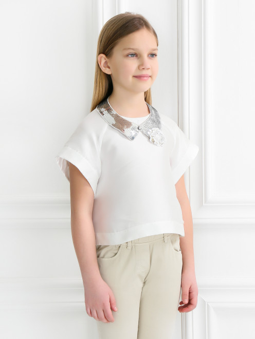 Блуза свободного кроя с декоративным воротничком MiMiSol - Модель Верх-Низ