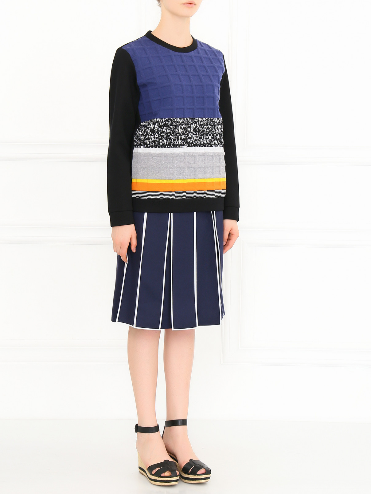 Юбка-миди из шерсти Kenzo  –  Модель Общий вид  – Цвет:  Синий