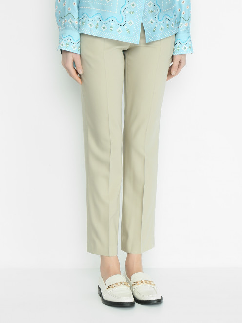 Брюки однотонные из шерсти Ermanno Scervino - МодельВерхНиз