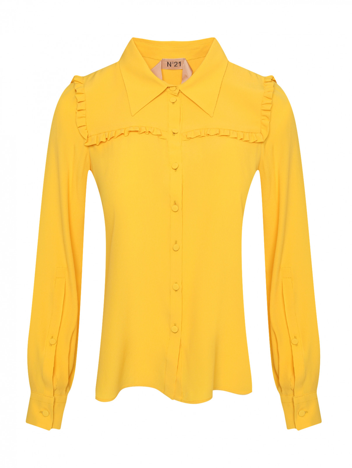Блуза из смешанного шелка N21  –  Общий вид  – Цвет:  Желтый