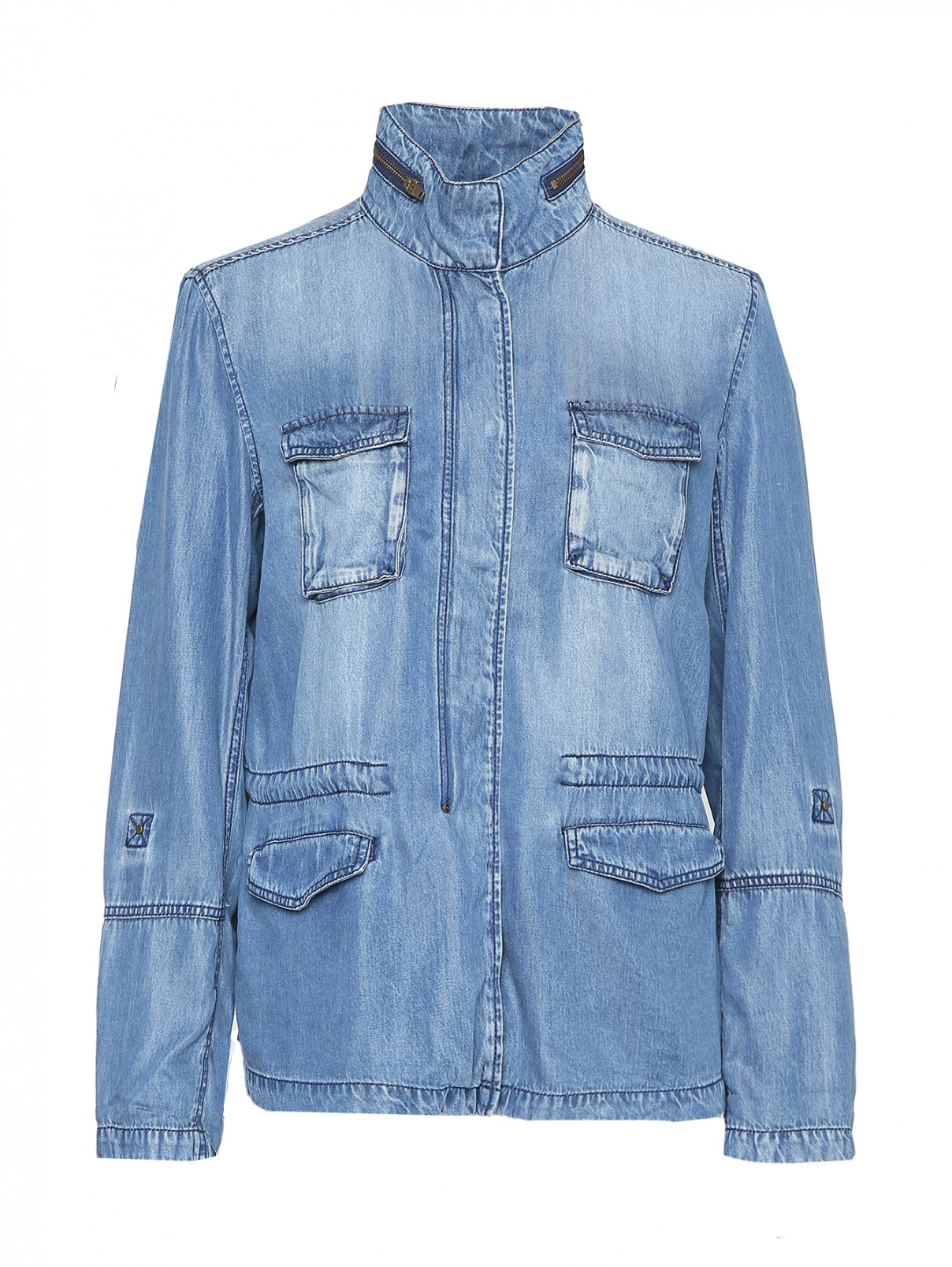 Куртка на молнии с накладными карманами S.Oliver  –  Общий вид  – Цвет:  Синий