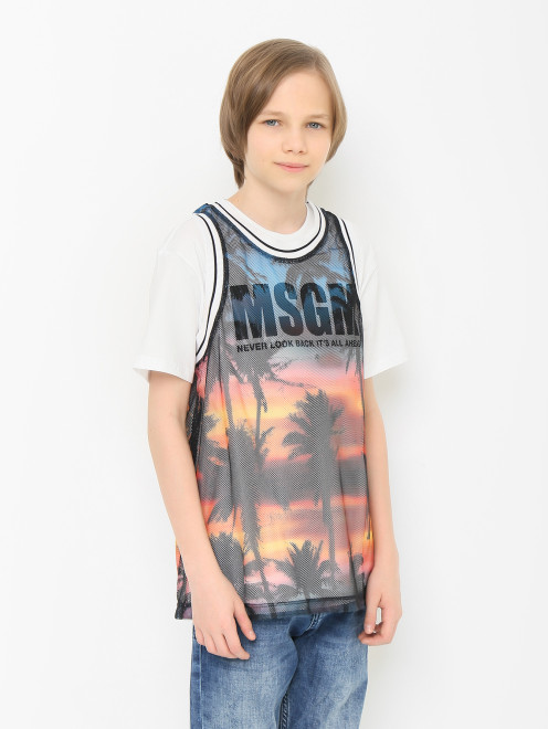 Хлопковая футболка и майка с перфорацией MSGM - МодельВерхНиз