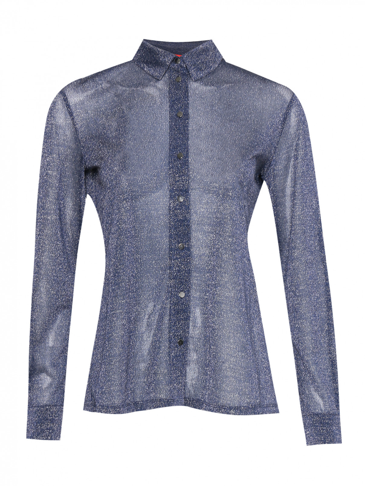 Полупрозрачная блуза из люрекса Max&Co  –  Общий вид  – Цвет:  Синий