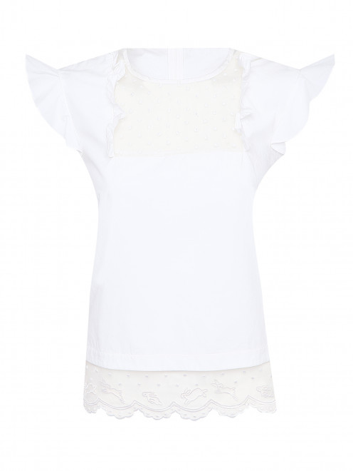 Блуза из хлопка с кружевной отделкой - Общий вид