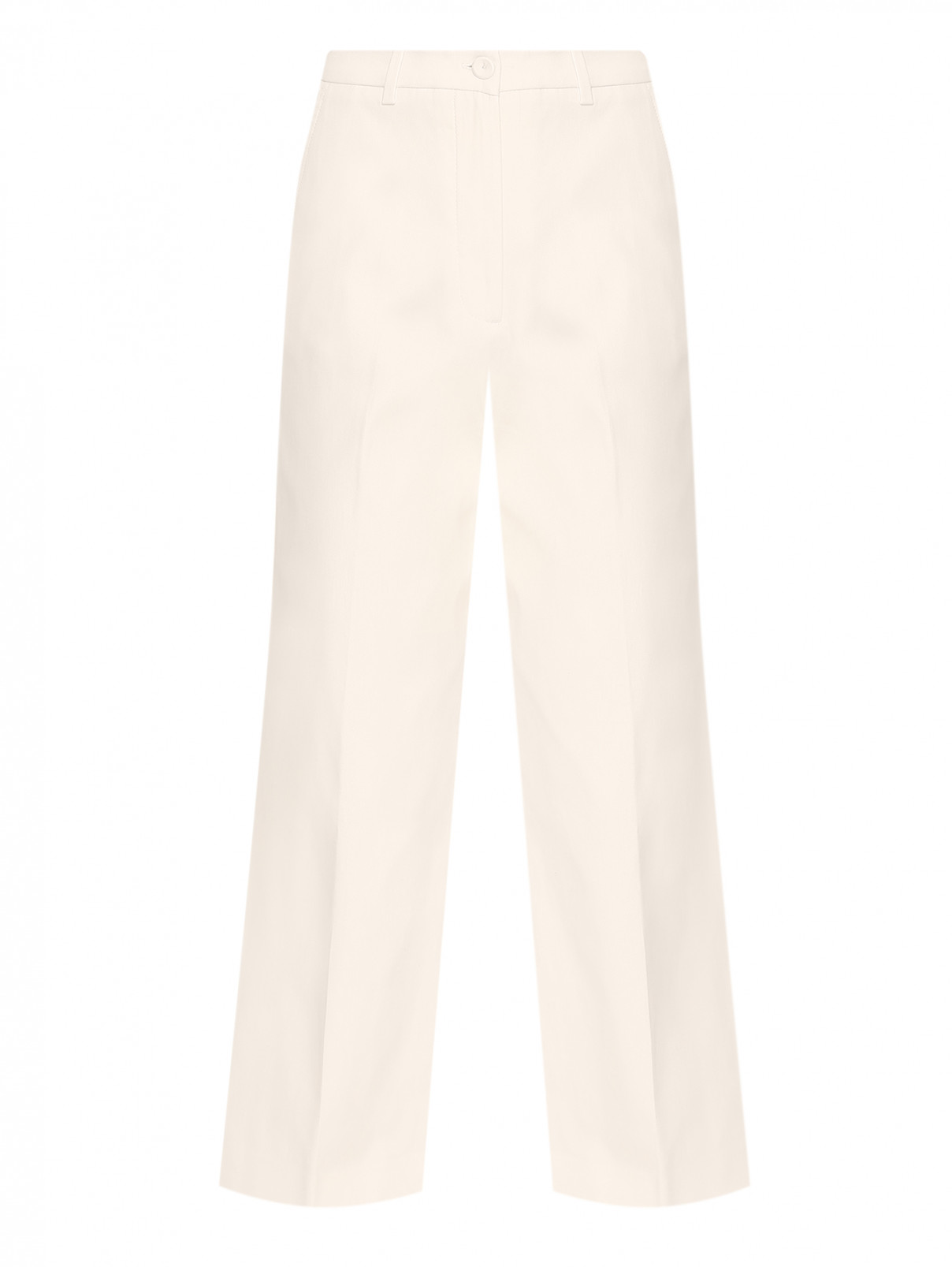 Однотонные брюки из хлопка Weekend Max Mara  –  Общий вид  – Цвет:  Бежевый