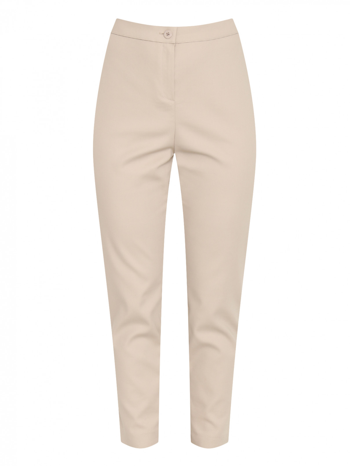 Зауженные брюки из смесового хлопка Marina Rinaldi  –  Общий вид  – Цвет:  Бежевый