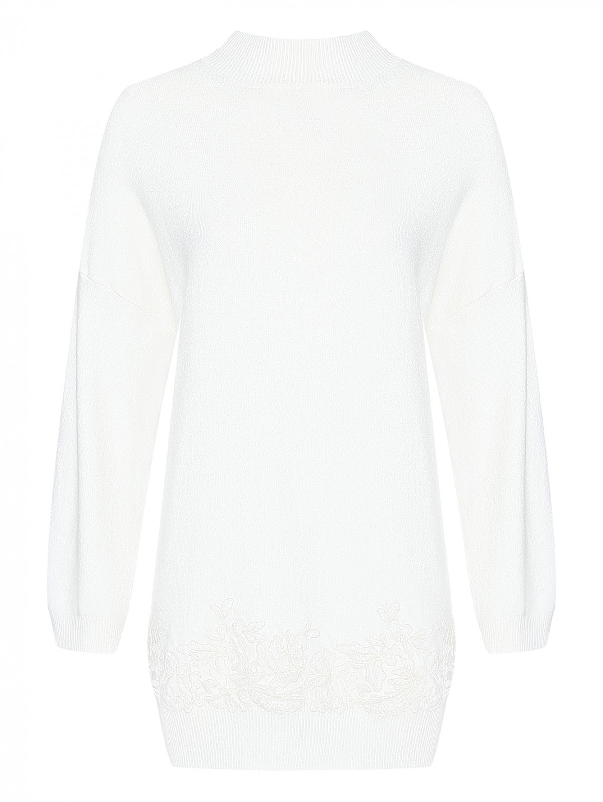 Платье свободного кроя с вышивкой Ermanno Firenze  –  Общий вид  – Цвет:  Белый