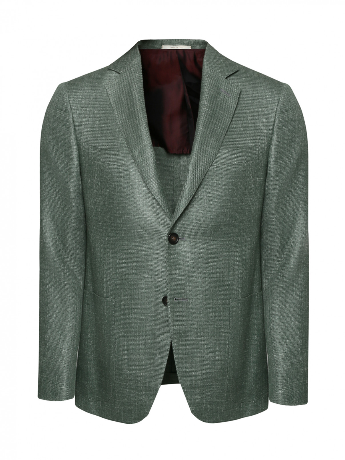 Пиджак из шерсти и шелка с накладными карманами Pal Zileri  –  Общий вид  – Цвет:  Зеленый