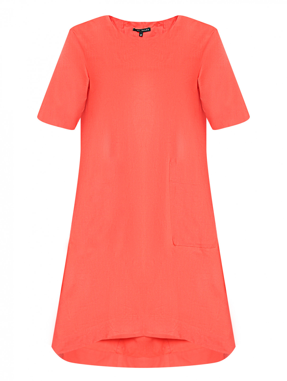 Платье из хлопка свободного кроя с короткими рукавами Brian Dales  –  Общий вид  – Цвет:  Красный