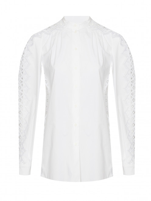 Блуза из хлопка декорированная кружевом Alberta Ferretti - Общий вид