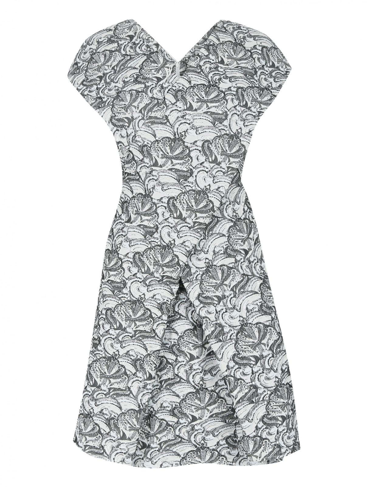 Платье-мини из фактурной ткани с узором Kenzo  –  Общий вид  – Цвет:  Серый