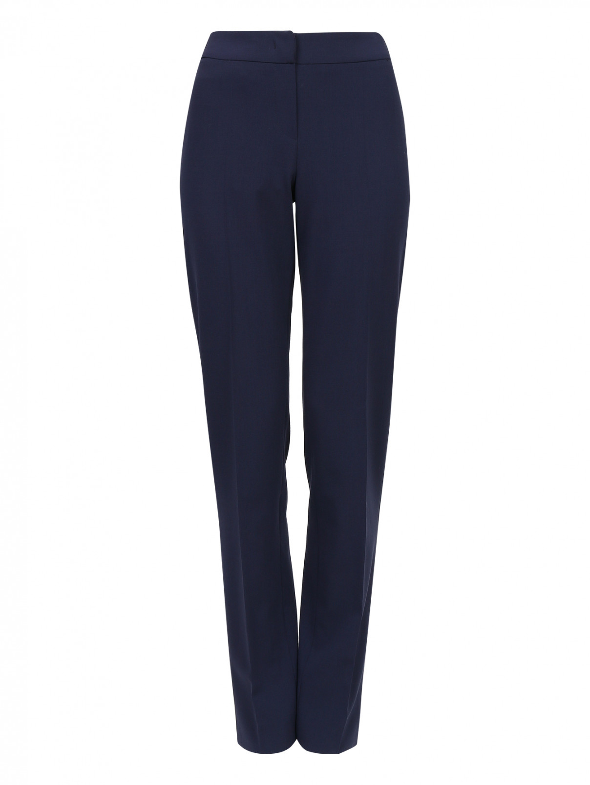 Шерстяные брюки прямого фасона Armani Collezioni  –  Общий вид  – Цвет:  Синий