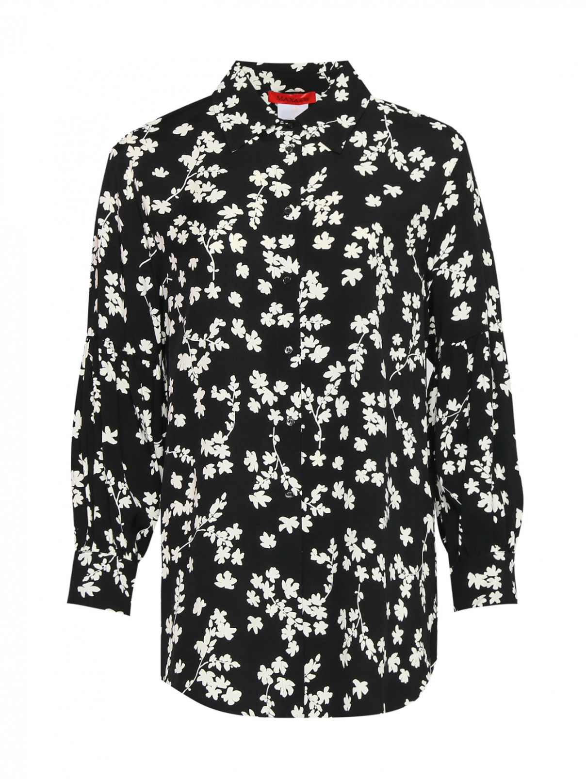 Блуза из вискозы с цветочным узором Max&Co  –  Общий вид  – Цвет:  Узор