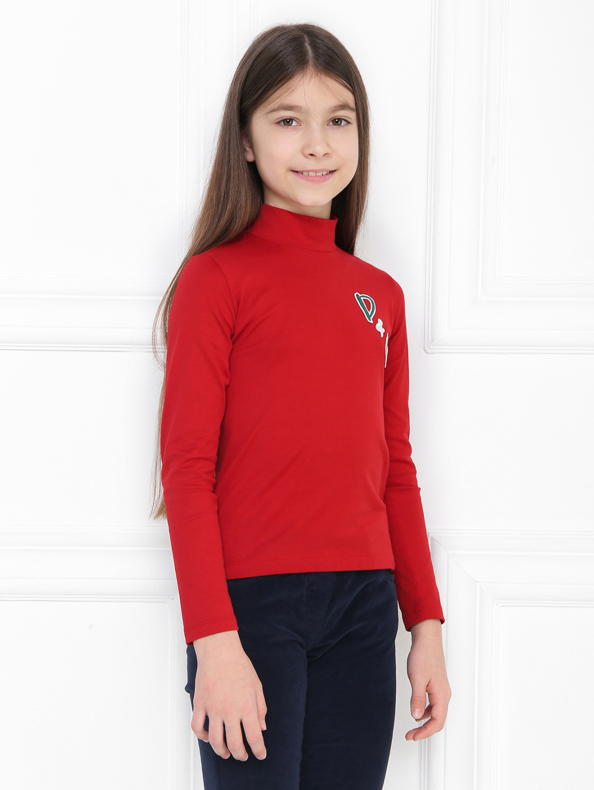 Однотонная блуза с аппликацией Dolce & Gabbana  –  МодельВерхНиз  – Цвет:  Красный