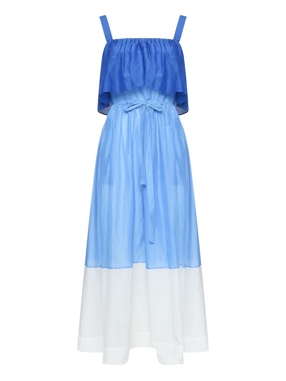 Платье из хлопка и шелка DVF  –  Общий вид  – Цвет:  Синий