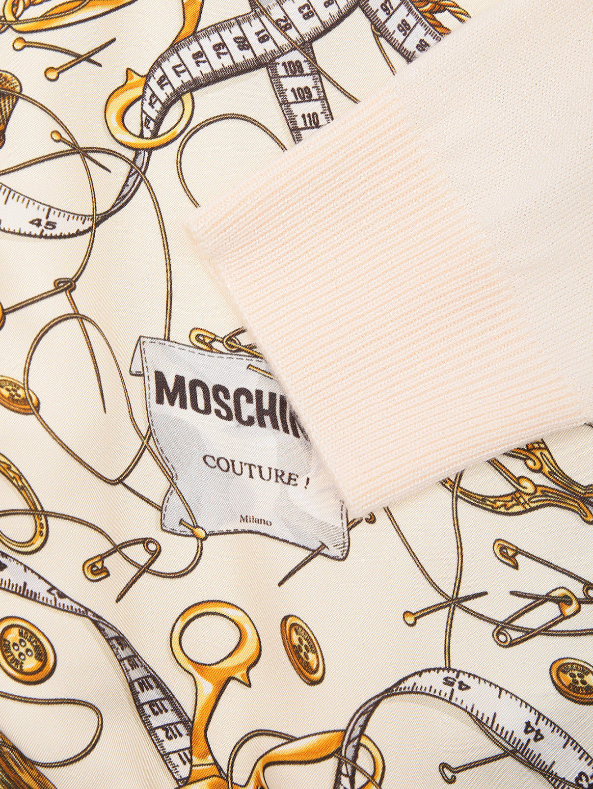 Кардиган из шерсти с узором Moschino  –  Деталь  – Цвет:  Белый