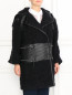 Пальто из шерсти и шелка с кожаными вставками Barbara Bui  –  Модель Верх-Низ