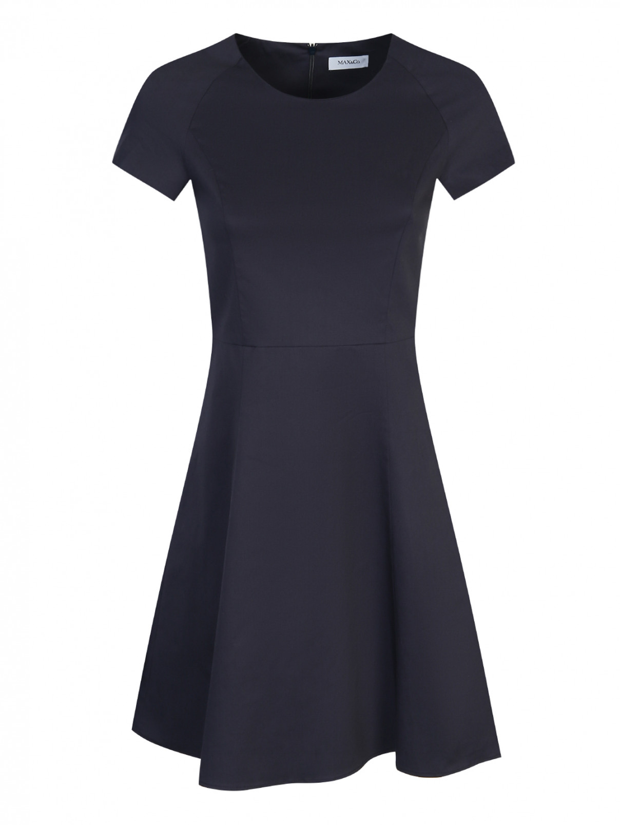 Платье-мини из хлопка с короткими рукавами Max&Co  –  Общий вид  – Цвет:  Синий