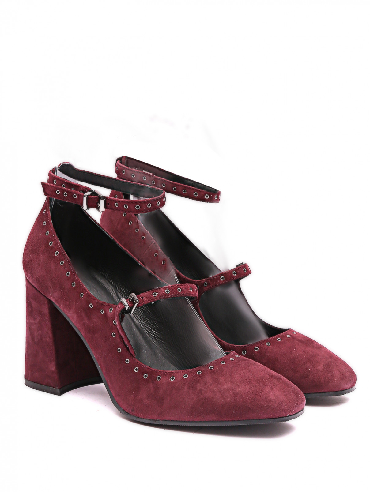Туфли из замши на устойчивом каблуке Adele Dezotti  –  Общий вид  – Цвет:  Красный