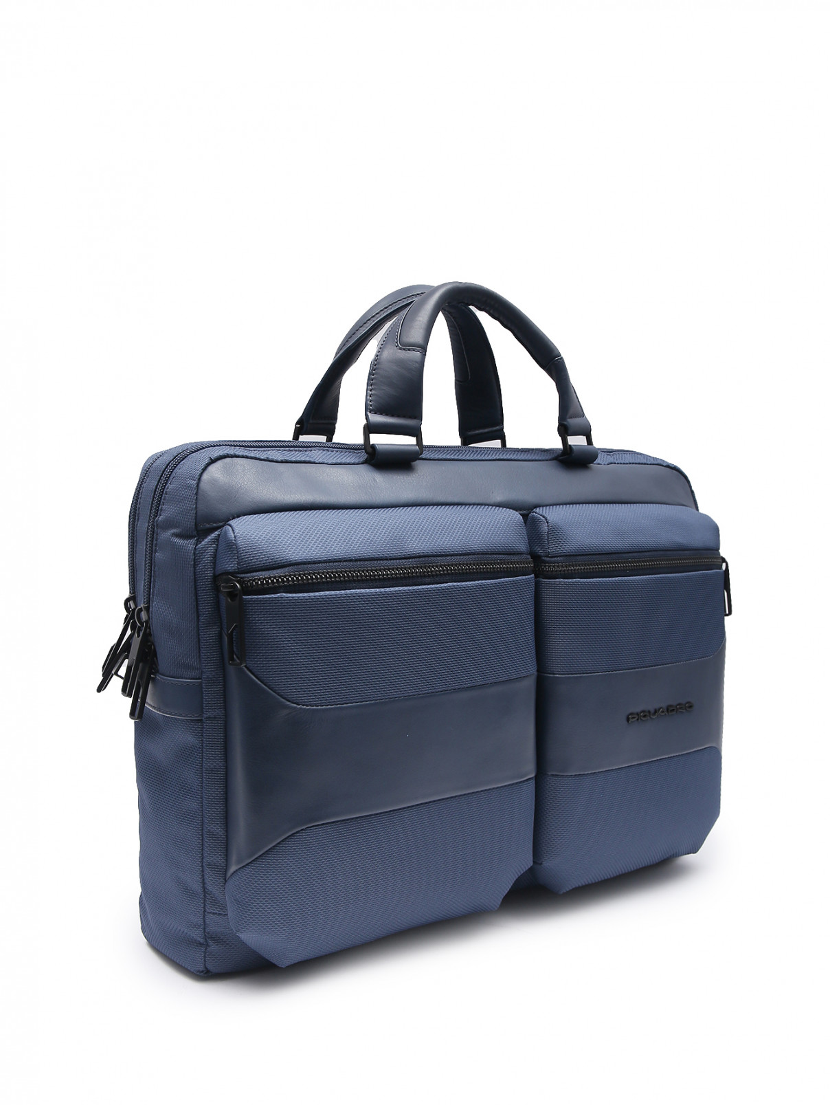 Комбинированная сумка на коротких ручках Piquadro  –  Обтравка1  – Цвет:  Синий