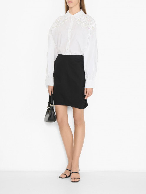 Юбка из хлопка с драпировкой Lanvin - МодельОбщийВид