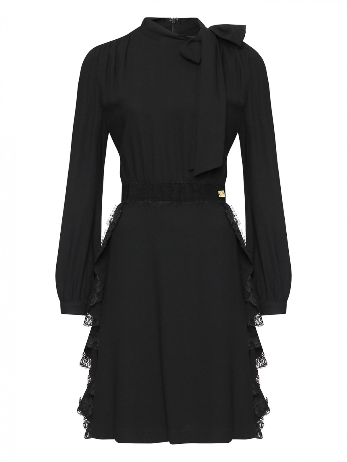 Платье из шерсти и вискозы с декоративными элементами Cavalli class  –  Общий вид  – Цвет:  Черный