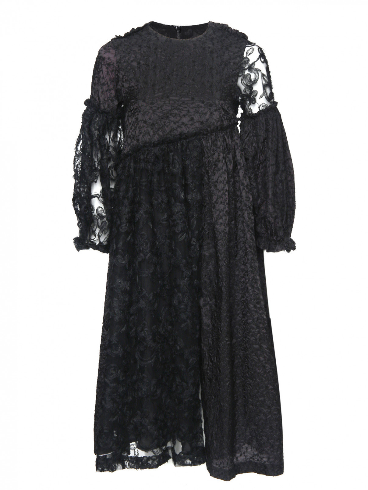 Платье из хлопка свободного кроя с аппликацией Shrimps  –  Общий вид  – Цвет:  Черный