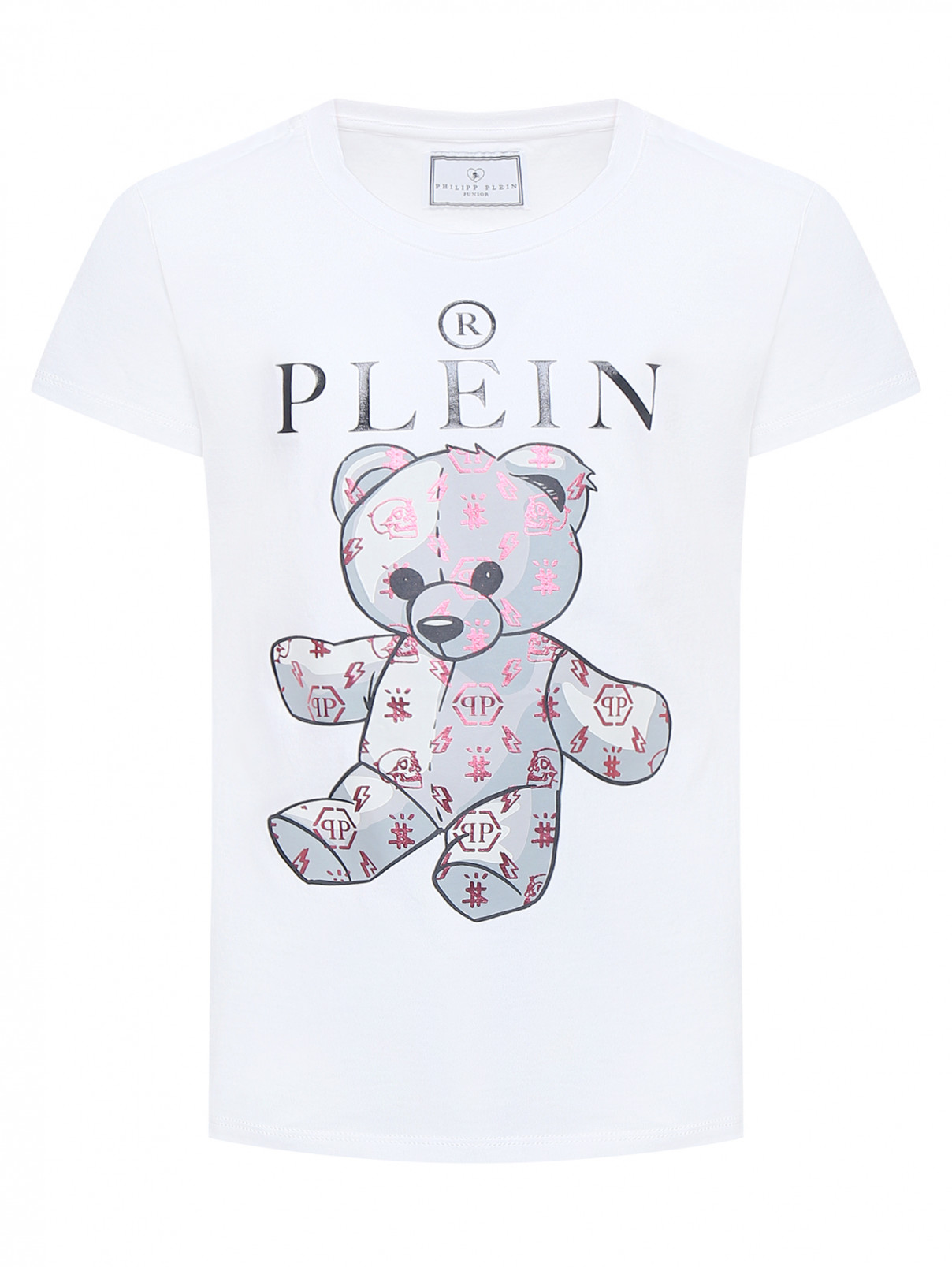 Футболка из хлопка с принтом Philipp Plein  –  Общий вид  – Цвет:  Белый