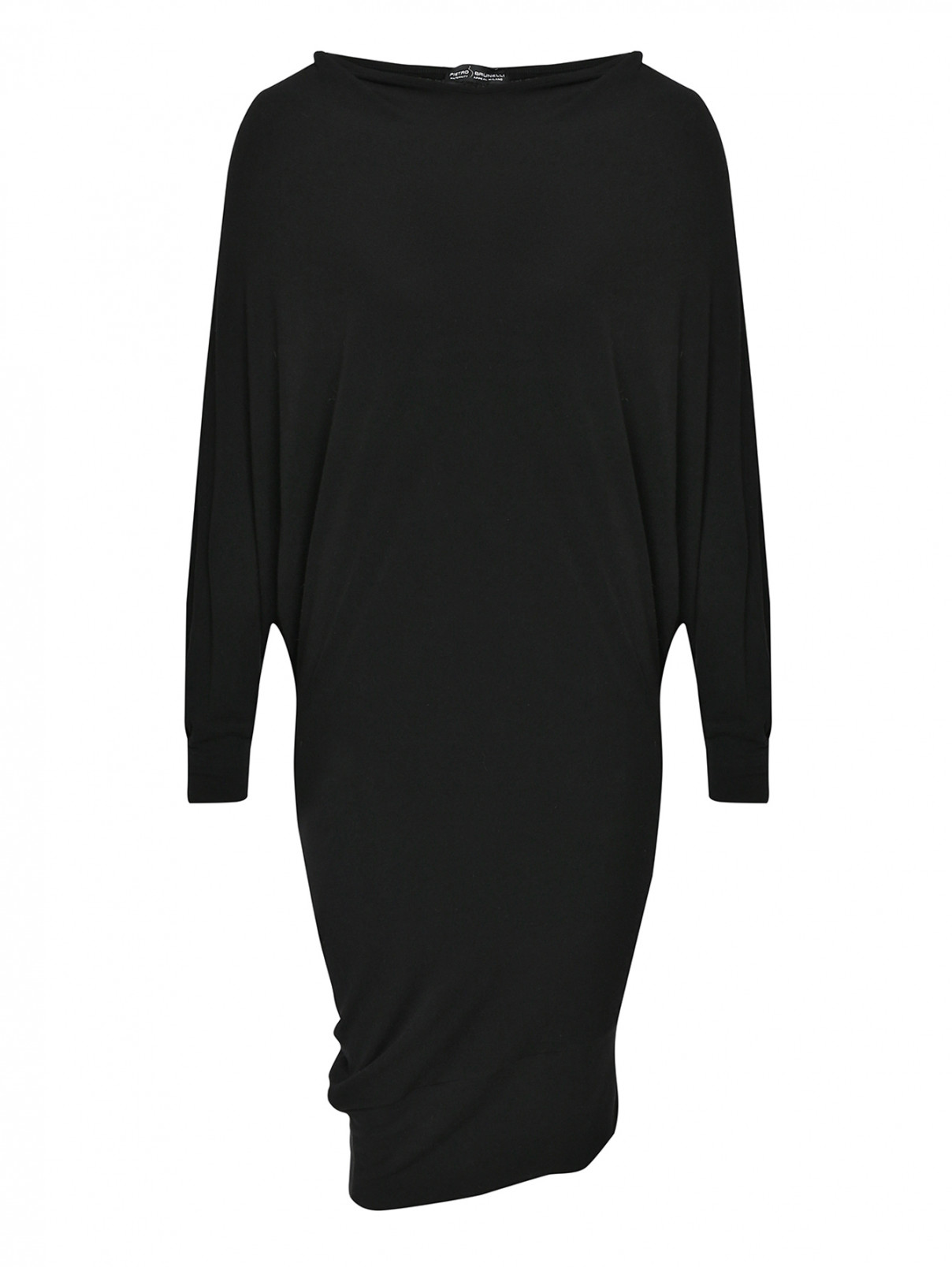 Трикотажное платье асимметричного кроя Pietro Brunelli  –  Общий вид  – Цвет:  Черный