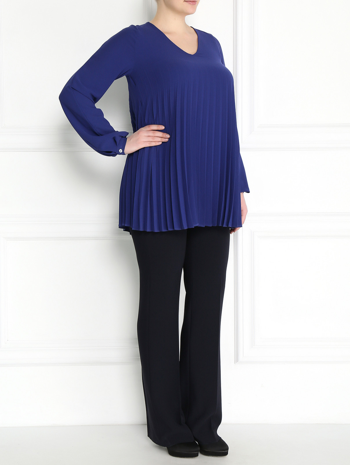 Блуза с плиссировкой Marina Rinaldi  –  Модель Общий вид  – Цвет:  Синий