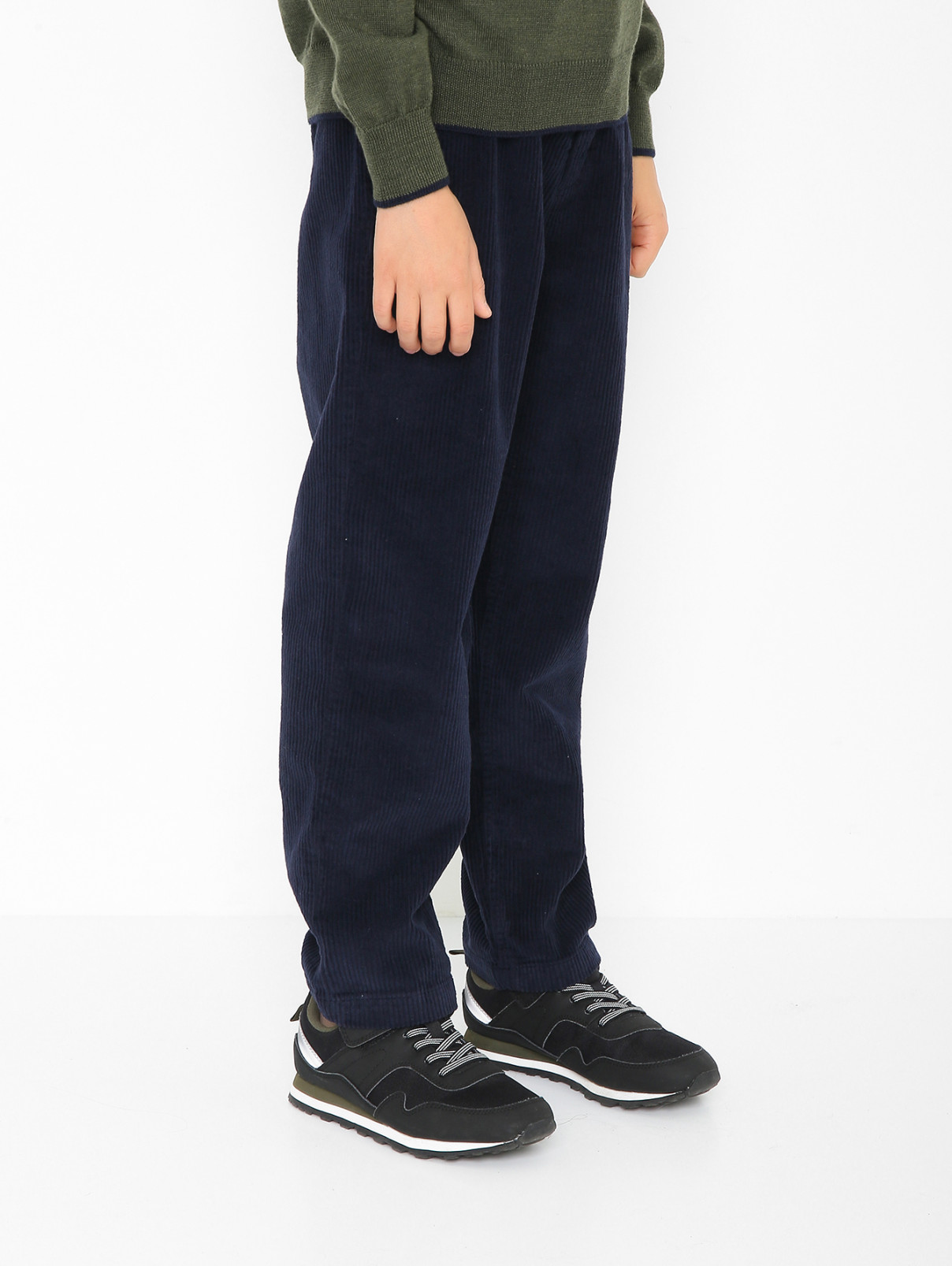 Прямые брюки из крупного вельвета Il Gufo  –  МодельВерхНиз  – Цвет:  Синий