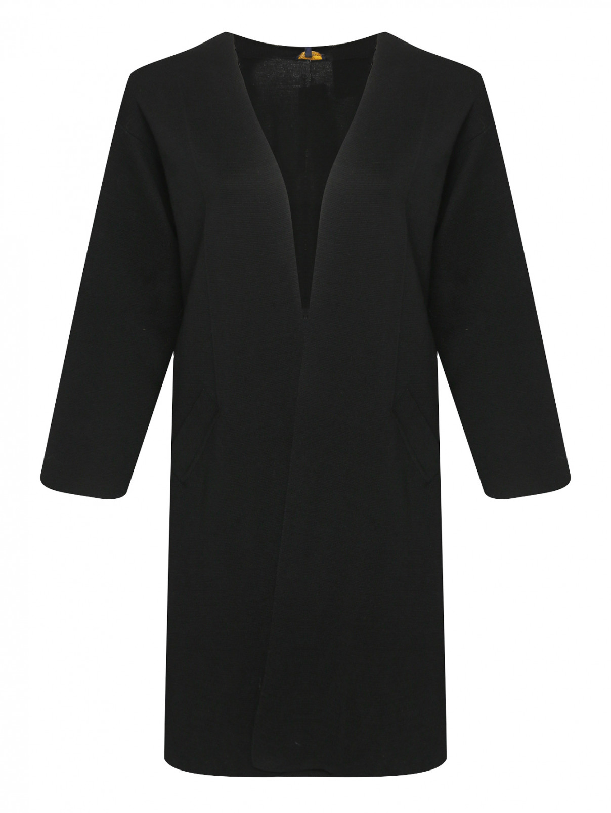 Кардиган из шерсти с карманами Luisa Spagnoli  –  Общий вид  – Цвет:  Черный