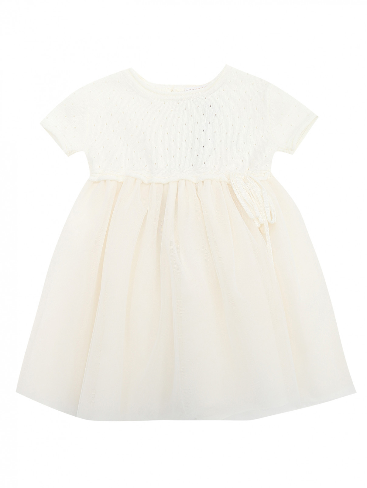Платье трикотажное с пышной юбкой Aletta  –  Общий вид  – Цвет:  Белый