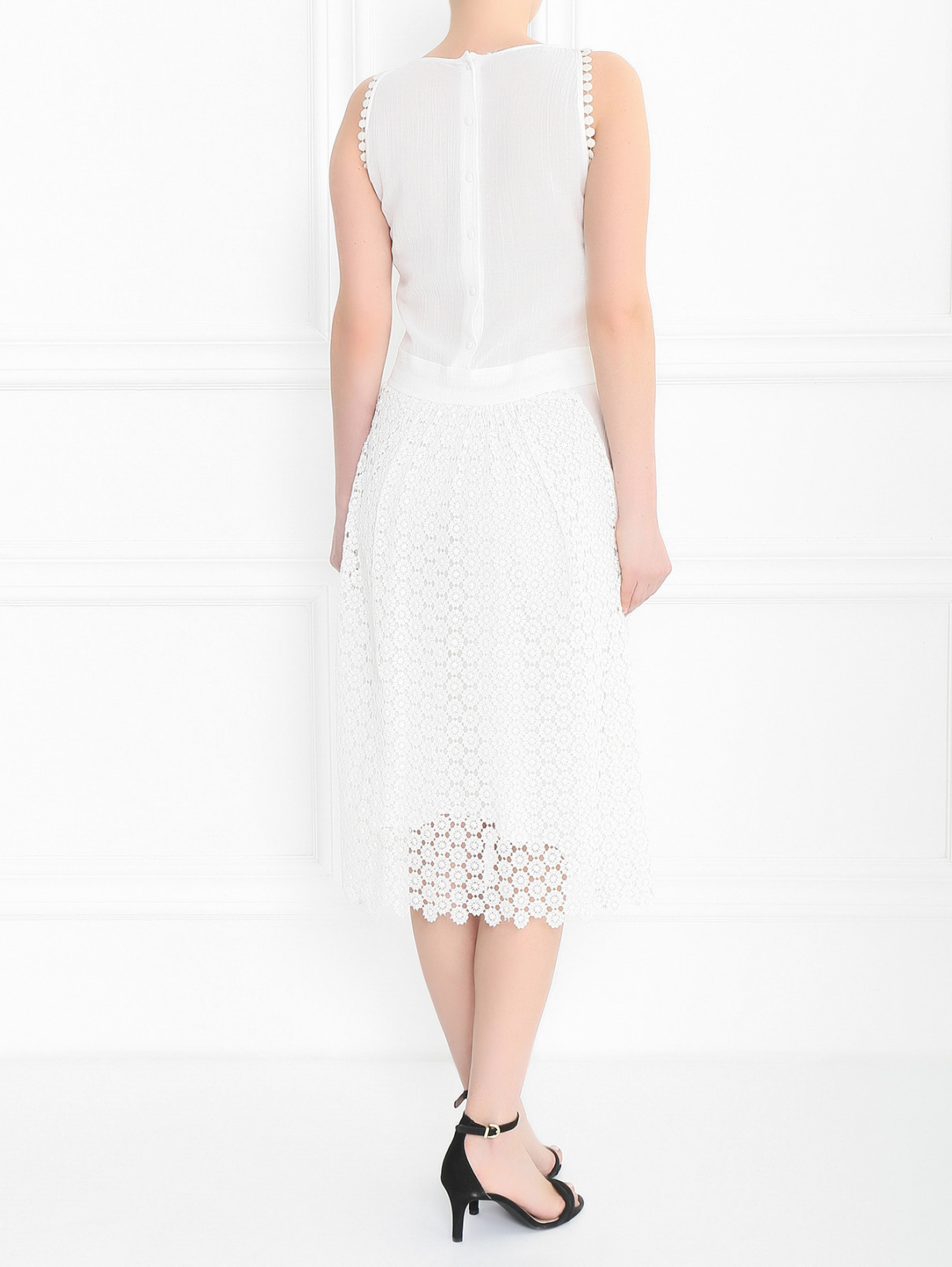 Платье из хлопка с карманами Veronique Branquinho  –  Модель Верх-Низ1  – Цвет:  Белый