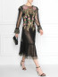 Платье из сетки с вышивкой и декором кружевом Alberta Ferretti  –  МодельОбщийВид
