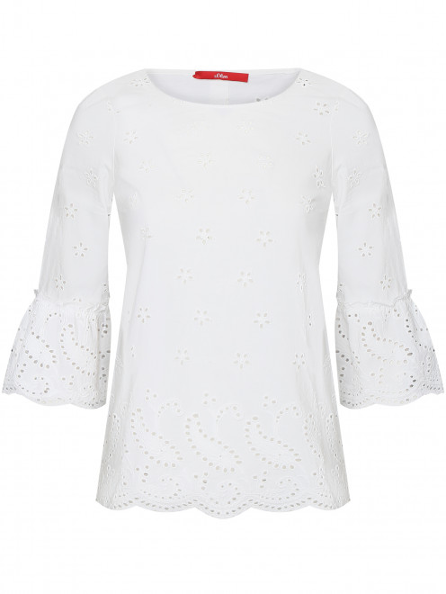 Блуза из хлопка декорированная вышивкой S.Oliver - Общий вид