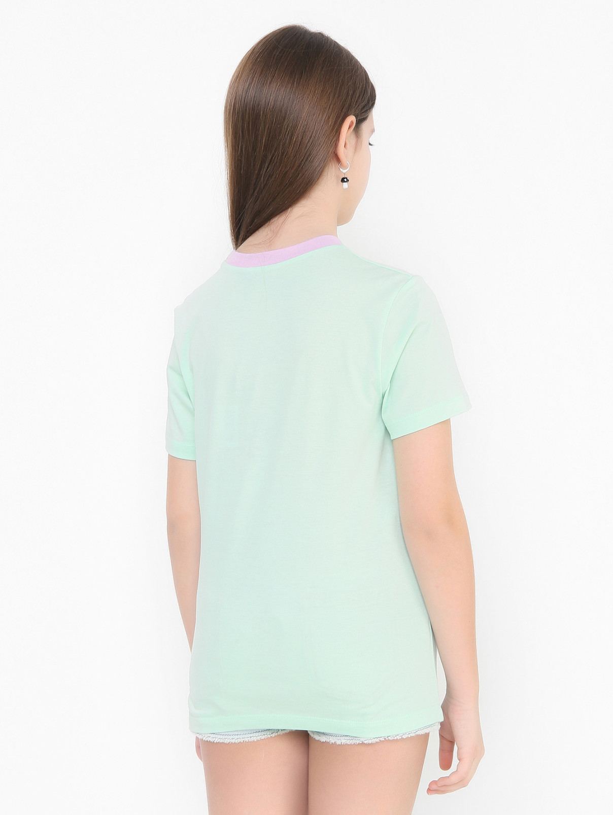 Хлопковая футболка с принтом и аппликацией N21  –  МодельВерхНиз1  – Цвет:  Зеленый