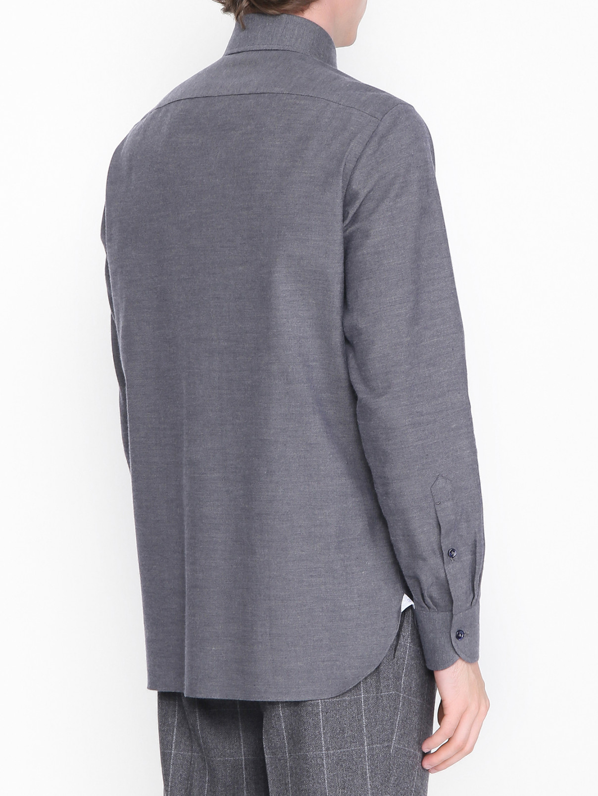 Однотонная рубашка из хлопка Giampaolo  –  МодельВерхНиз1  – Цвет:  Серый