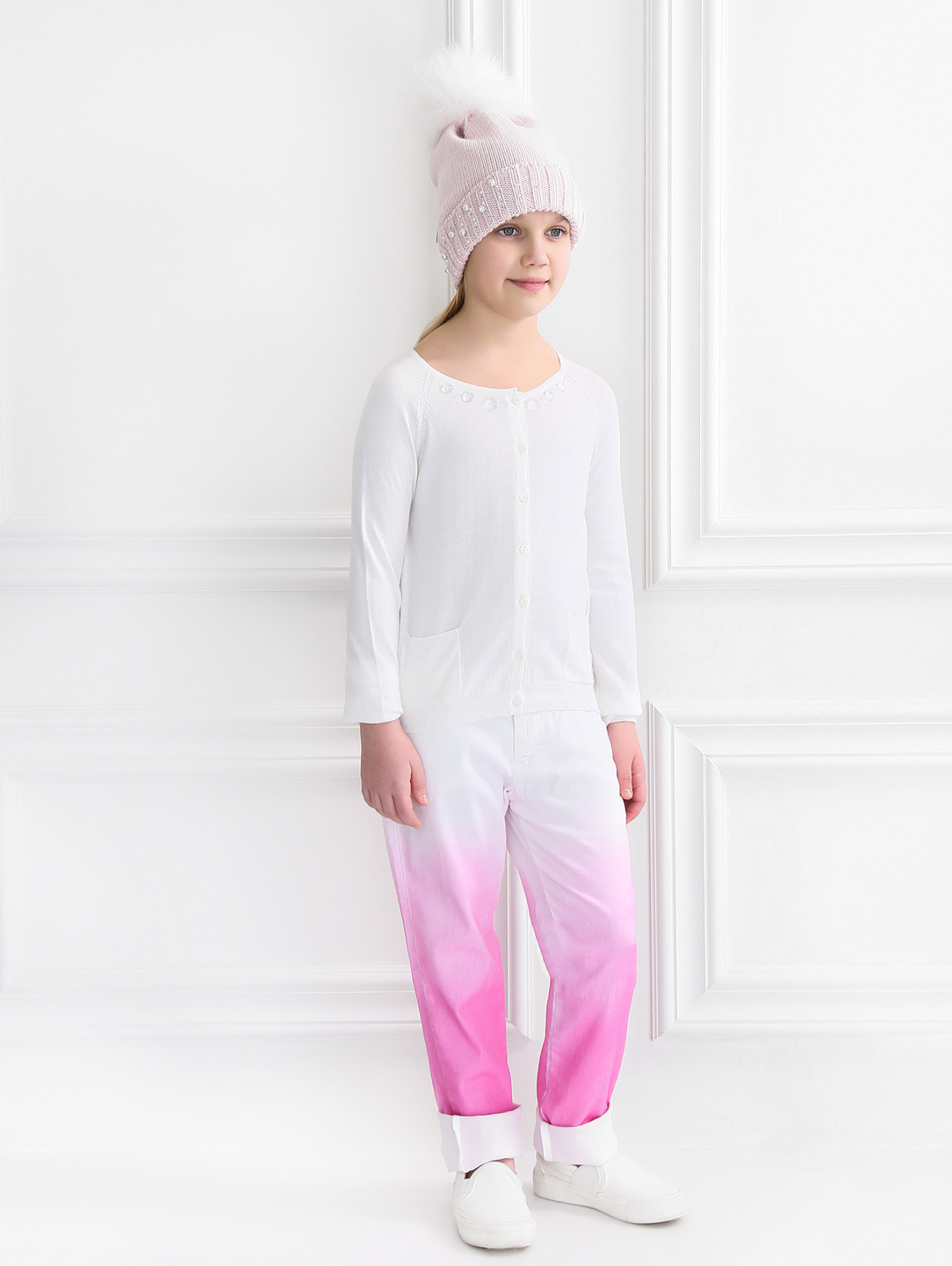 Хлопковые брюки с эффектом "омбрэ" MiMiSol  –  Модель Общий вид  – Цвет:  Розовый