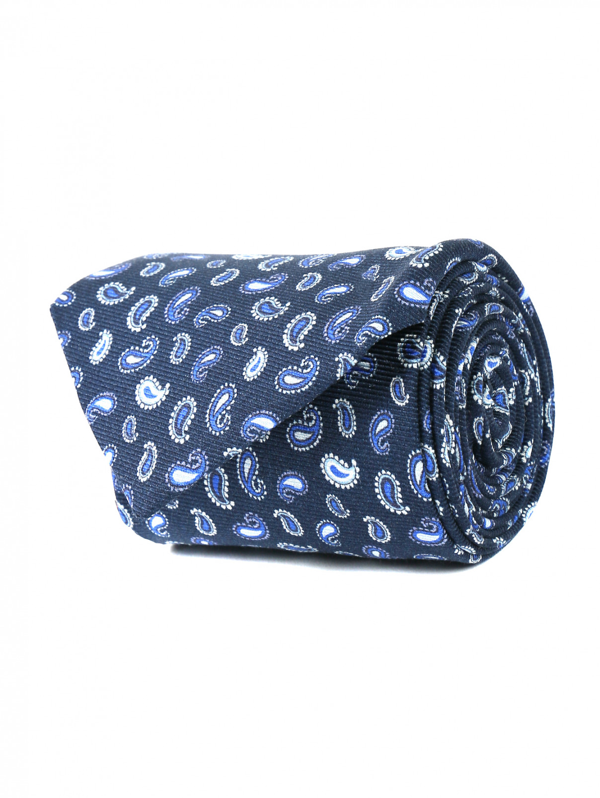 Галстук из шелка с узором пейсли Etro  –  Общий вид  – Цвет:  Синий
