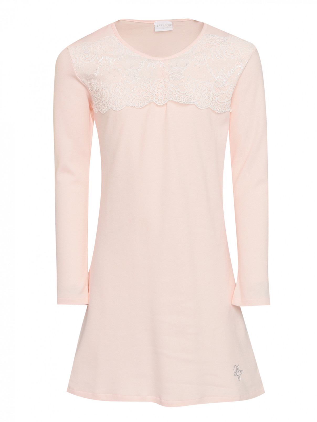 Ночная сорочка из хлопка с вышивкой La Perla  –  Общий вид  – Цвет:  Розовый