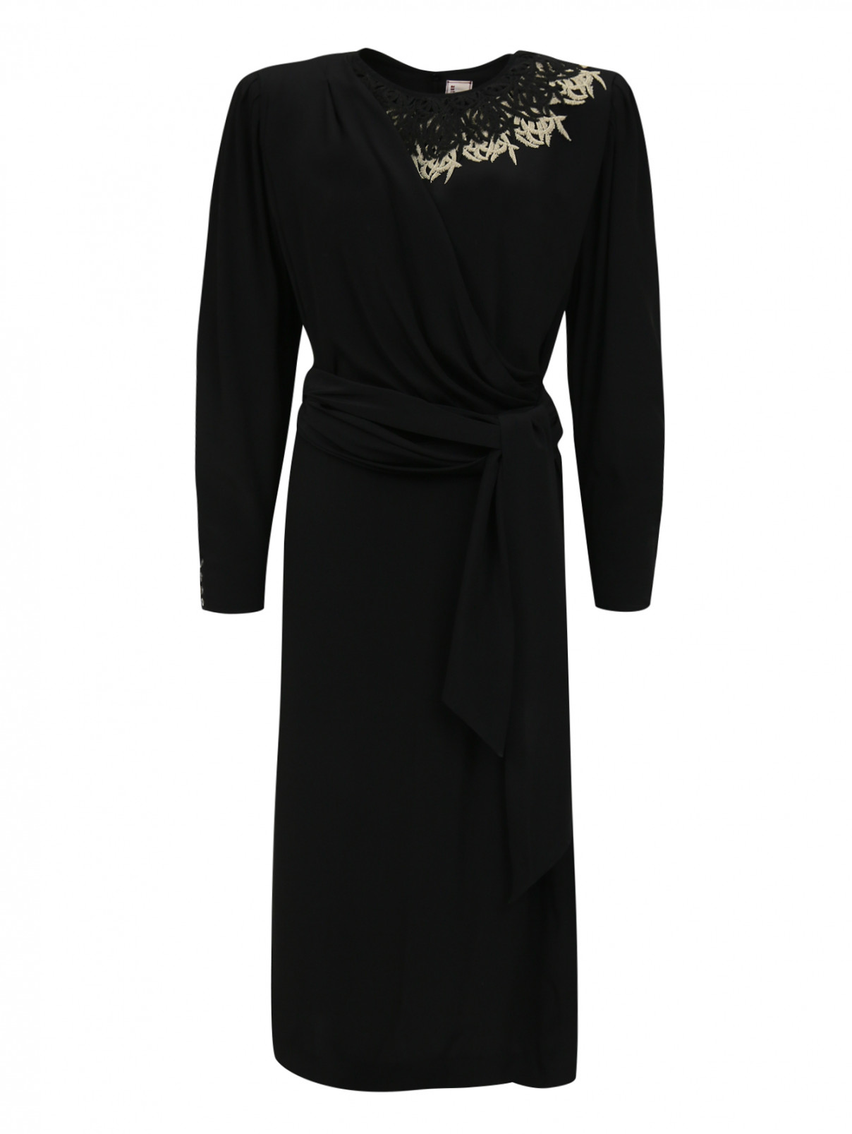 Платье-миди с кружевной отделкой Antonio Marras  –  Общий вид  – Цвет:  Черный