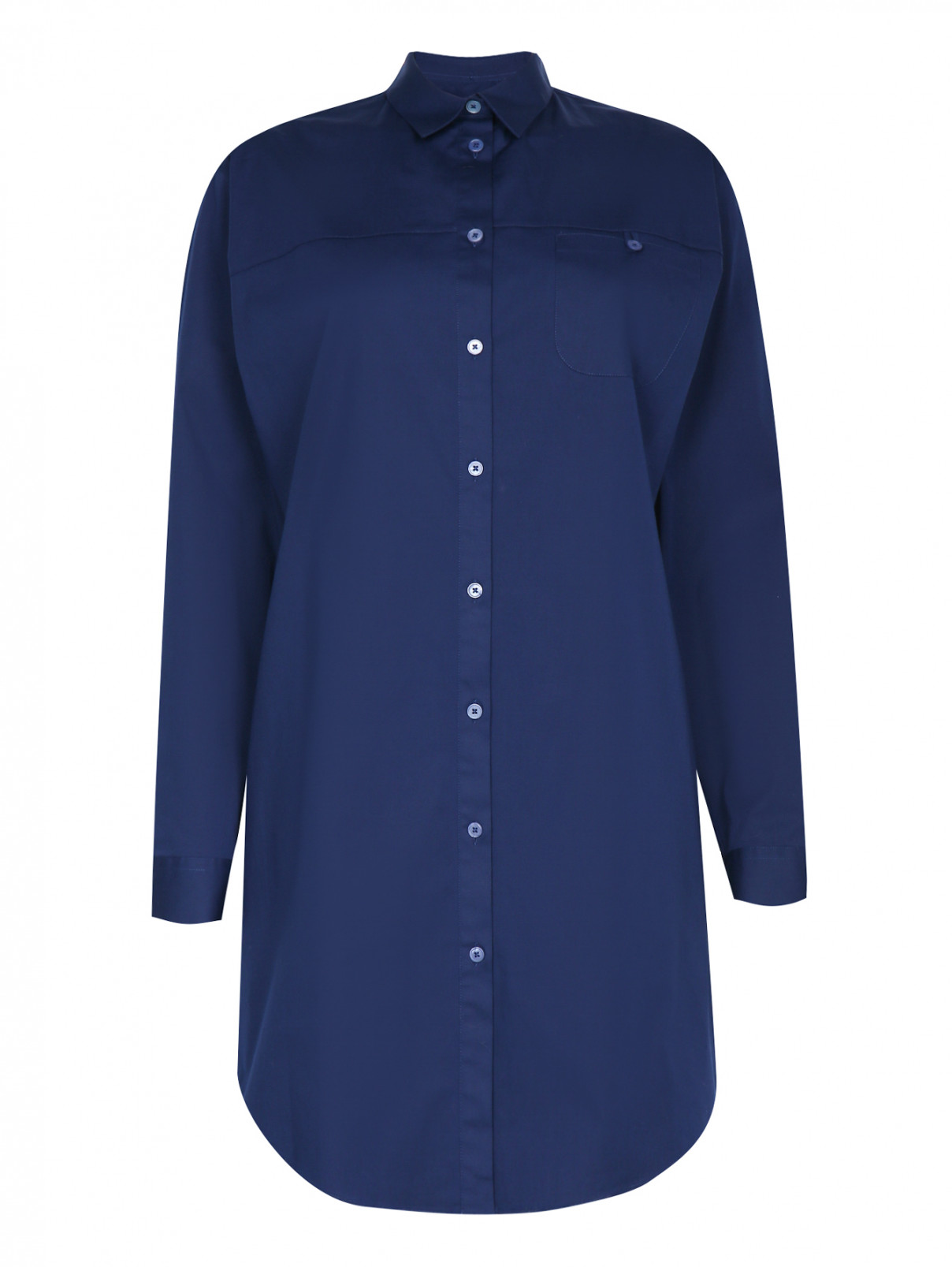 Платье-мини из смешанного хлопка с накладным карманом Paul Smith  –  Общий вид  – Цвет:  Синий