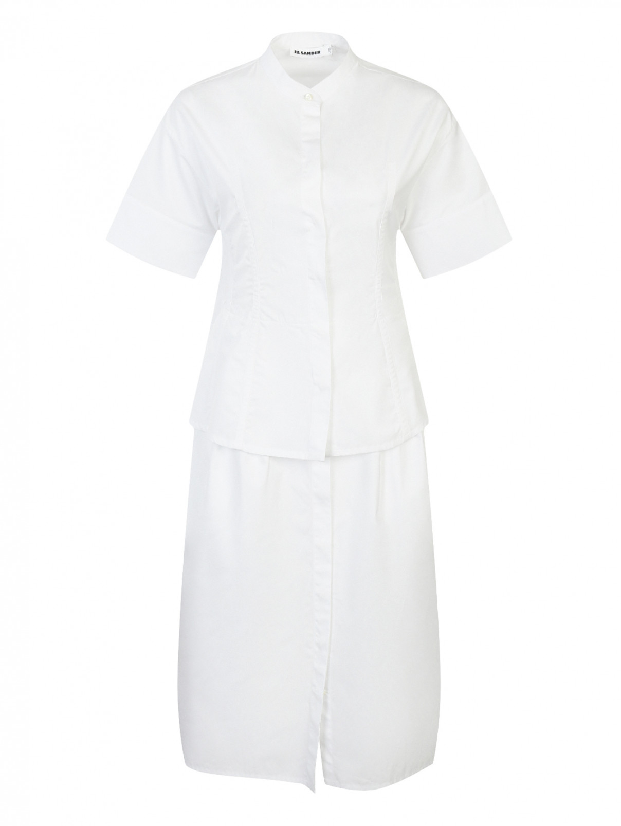 Платье свободного кроя из хлопка Jil Sander  –  Общий вид  – Цвет:  Белый